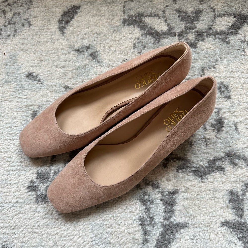 Franco Sarto Nude Suede Kitten Heels